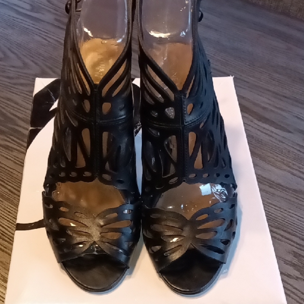 Nine West Black Cage Heels